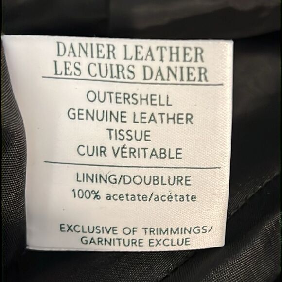 DANIER Lined Black Leather Straight Leg Side Zipper Pants‎ Size 4 - Picture 12 of 15